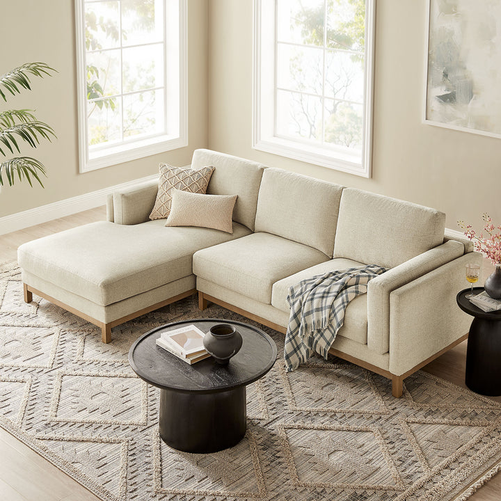 Roscoe Left-Facing Fabric Sectional Sofa with Chaise in Ivory