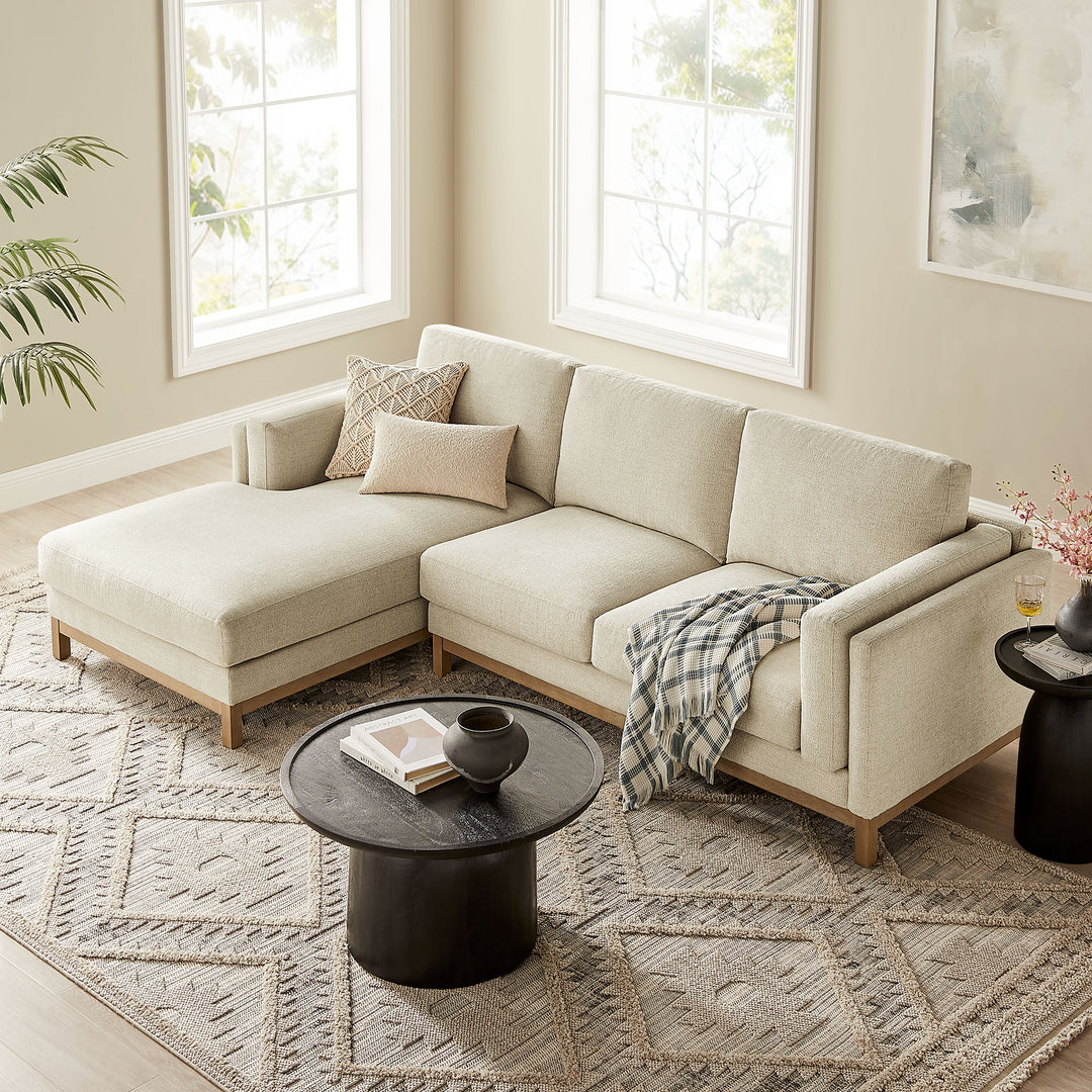 Roscoe Left-Facing Fabric Sectional Sofa with Chaise in Ivory