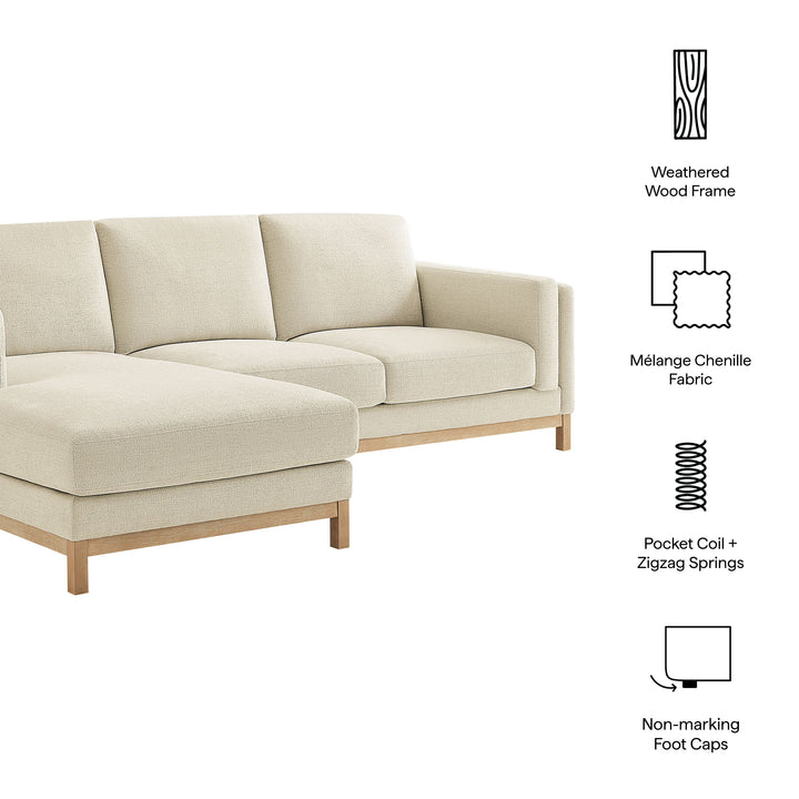 Roscoe Left-Facing Fabric Sectional Sofa with Chaise in Ivory
