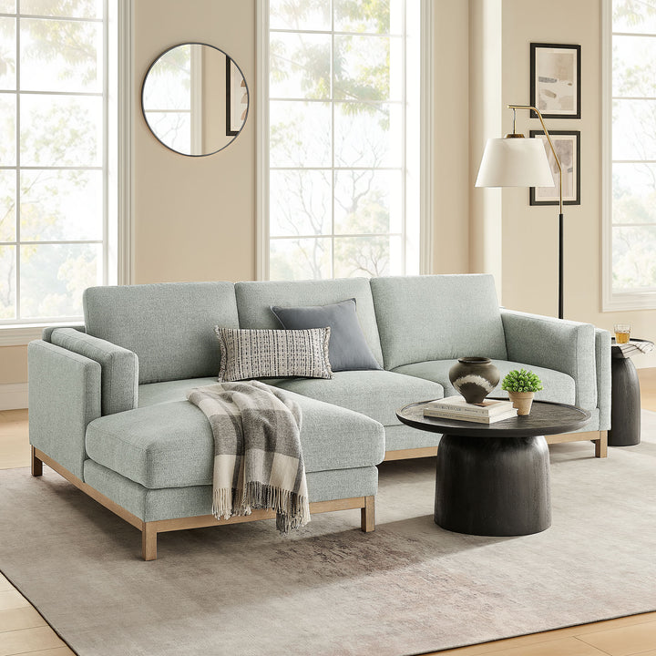 Roscoe Left-Facing Fabric Sectional Sofa with Chaise in Mist