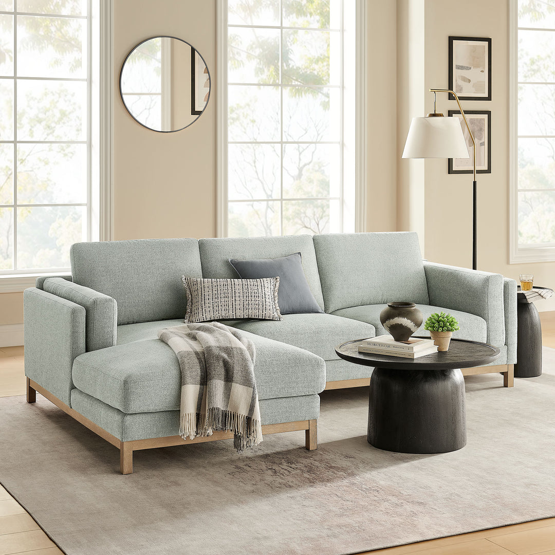 Roscoe Left-Facing Fabric Sectional Sofa with Chaise in Mist