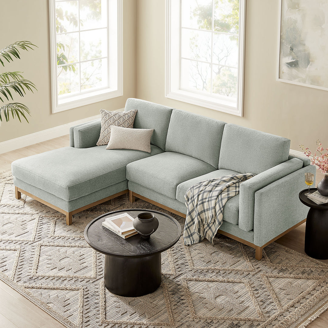 Roscoe Left-Facing Fabric Sectional Sofa with Chaise in Mist