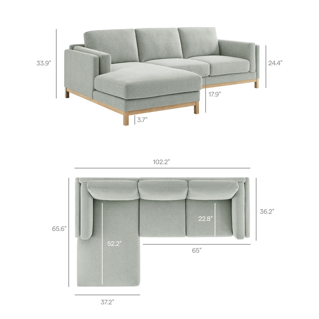 Roscoe Left-Facing Fabric Sectional Sofa with Chaise in Mist