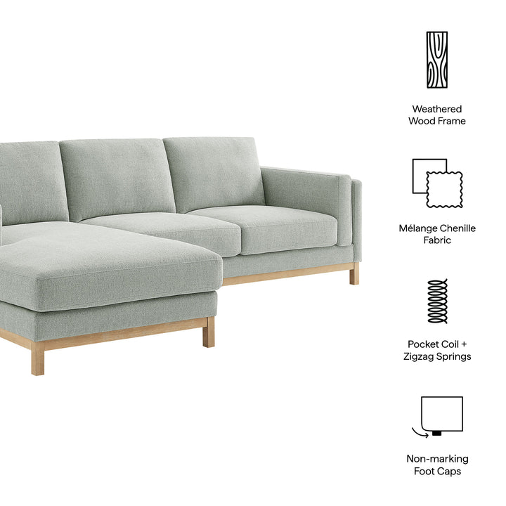 Roscoe Left-Facing Fabric Sectional Sofa with Chaise in Mist