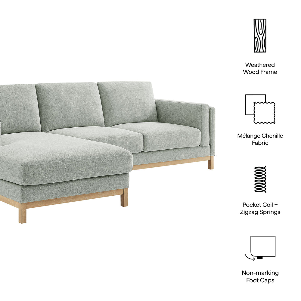 Roscoe Left-Facing Fabric Sectional Sofa with Chaise in Mist