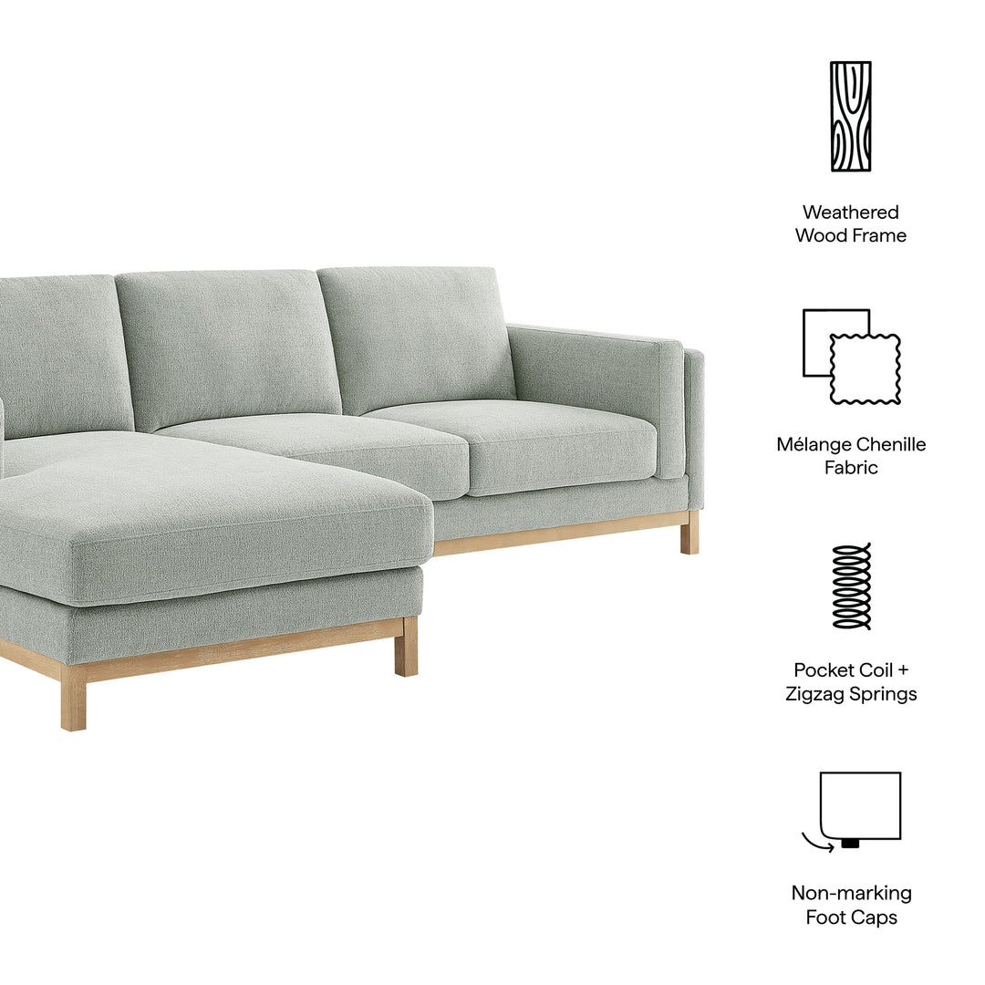 Roscoe Left-Facing Fabric Sectional Sofa with Chaise in Mist