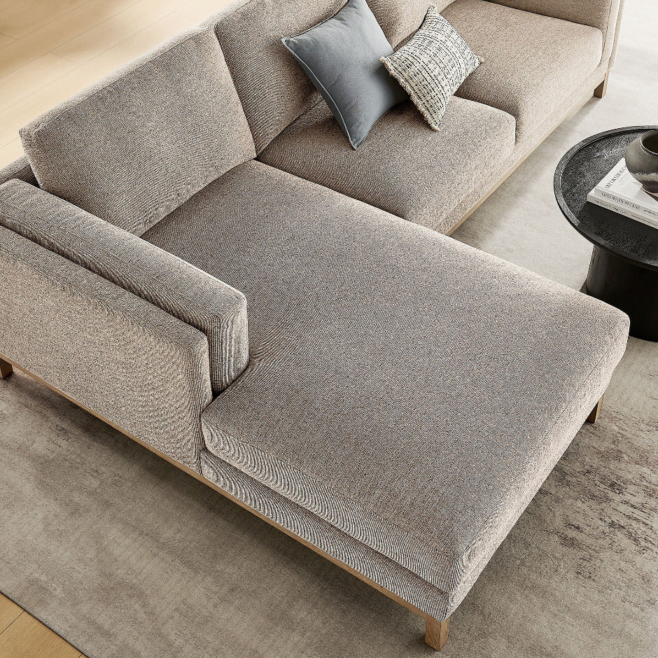 Roscoe Left-Facing Fabric Sectional Sofa with Chaise in Pewter
