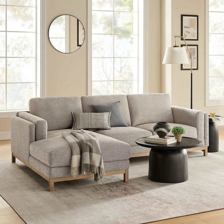 Roscoe Left-Facing Fabric Sectional Sofa with Chaise in Pewter