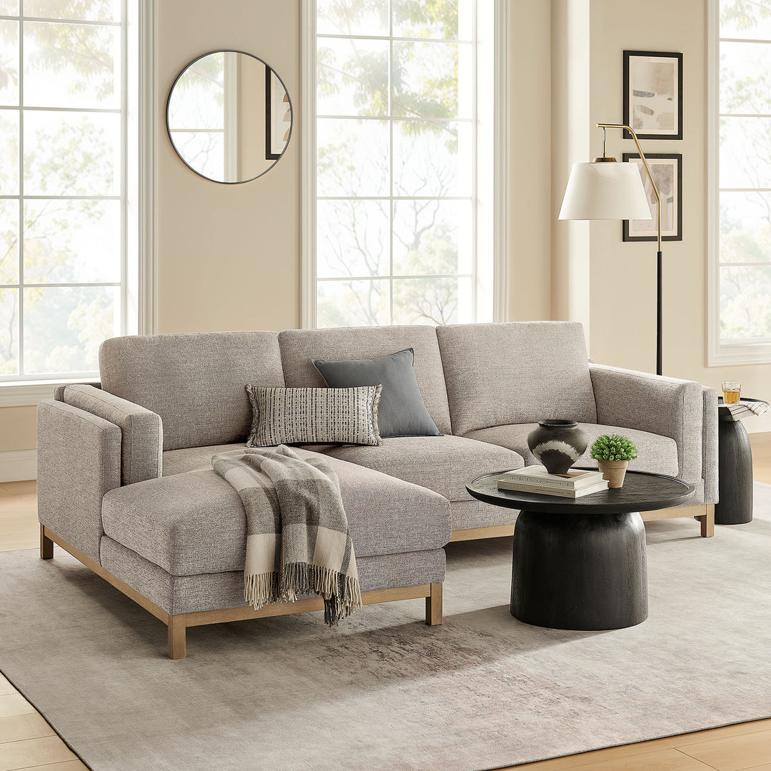 Roscoe Left-Facing Fabric Sectional Sofa with Chaise in Pewter
