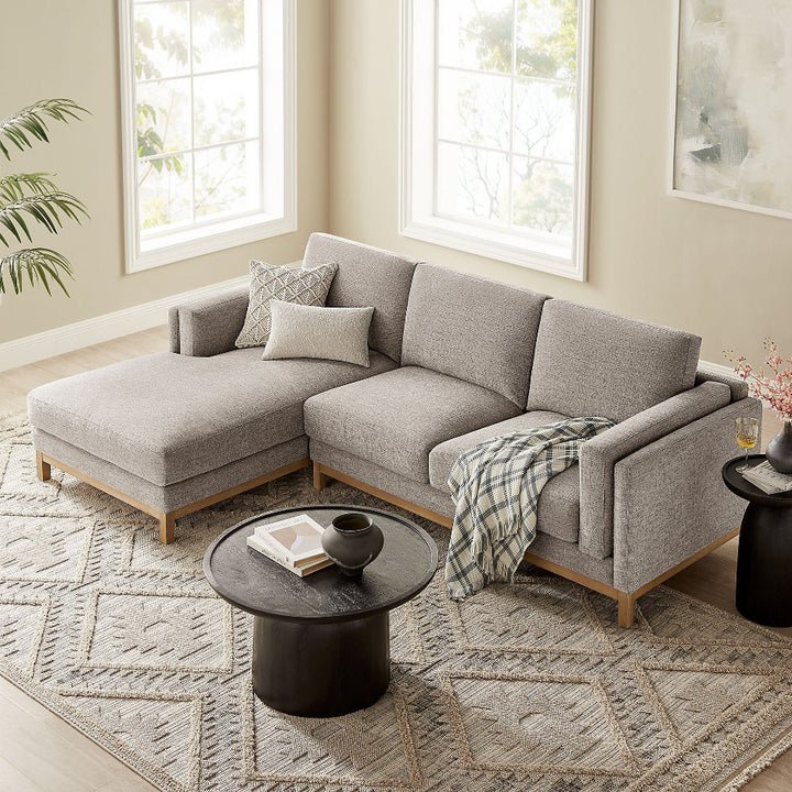 Roscoe Left-Facing Fabric Sectional Sofa with Chaise in Pewter