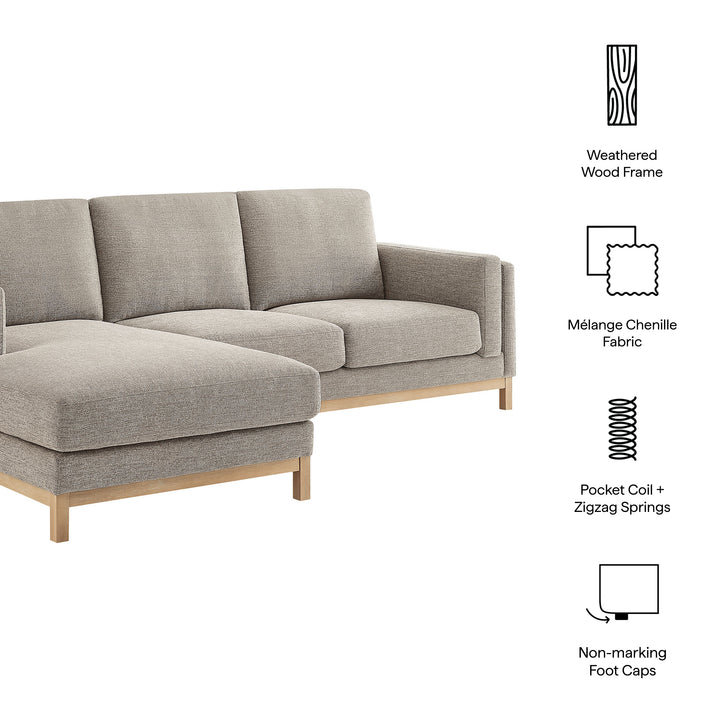 Roscoe Left-Facing Fabric Sectional Sofa with Chaise in Pewter