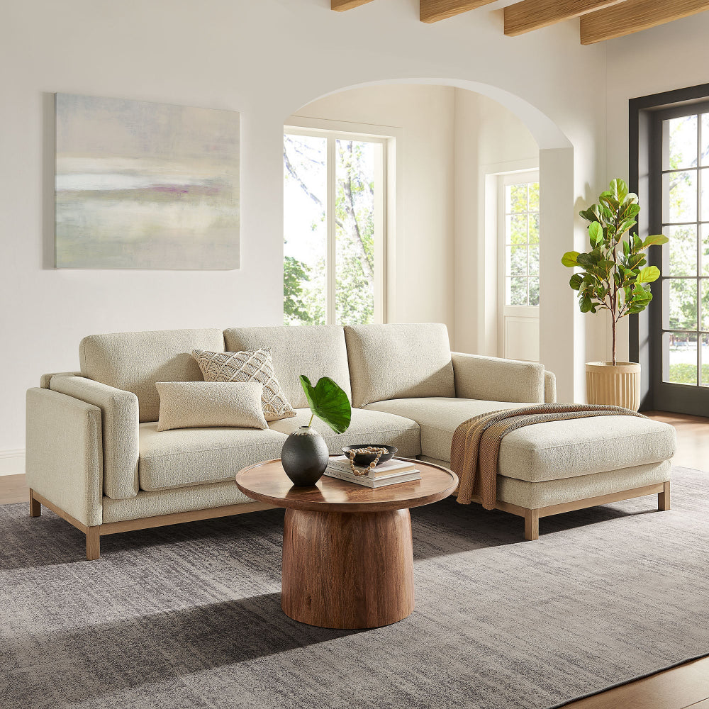 Roscoe Right-Facing Fabric Sectional Sofa with Chaise in Ivory