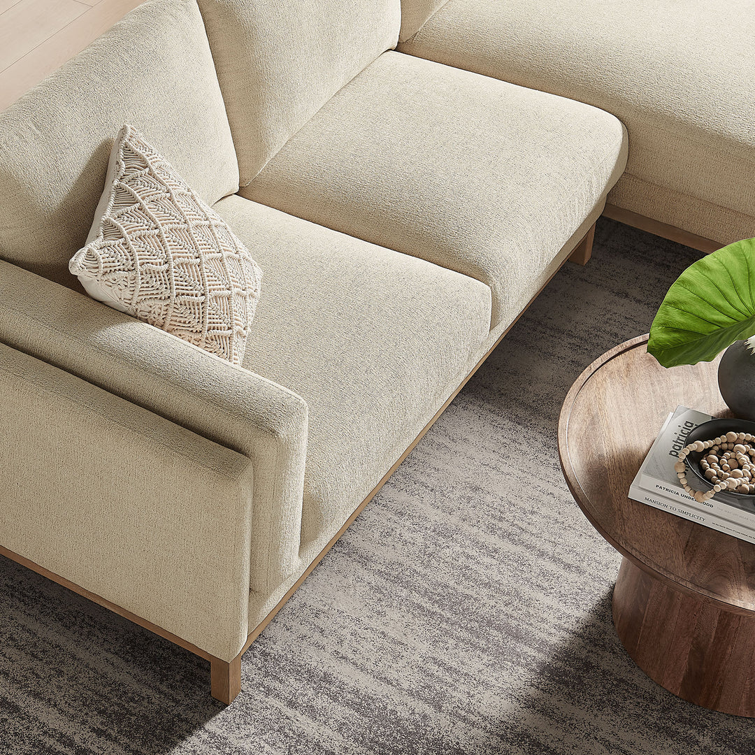 Roscoe Right-Facing Fabric Sectional Sofa with Chaise in Ivory