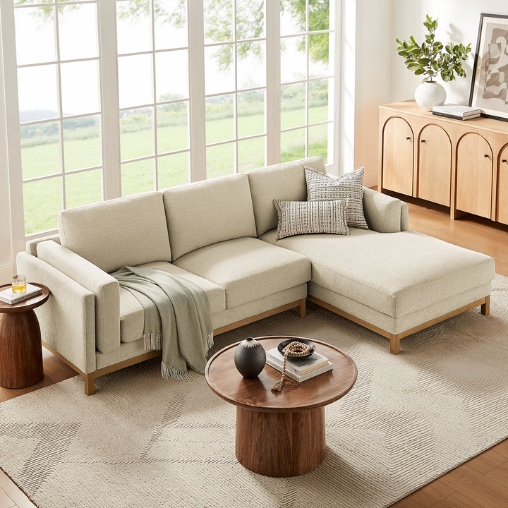 Roscoe Right-Facing Fabric Sectional Sofa with Chaise in Ivory