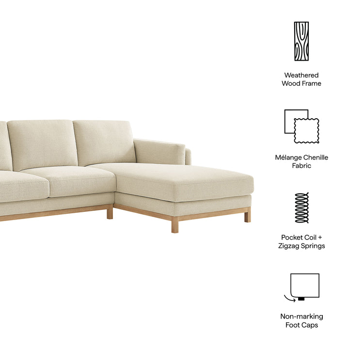 Roscoe Right-Facing Fabric Sectional Sofa with Chaise in Ivory