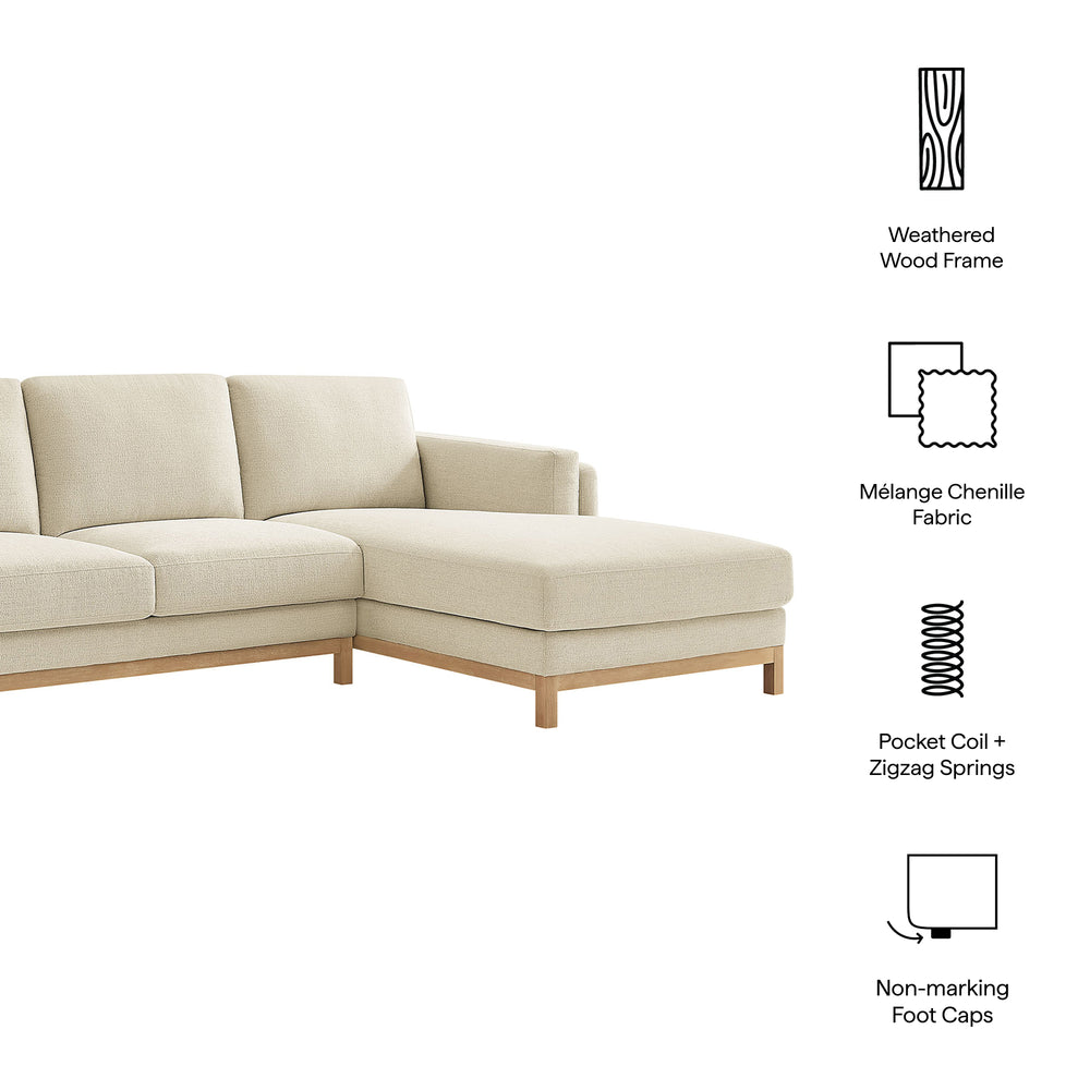 Roscoe Right-Facing Fabric Sectional Sofa with Chaise in Ivory