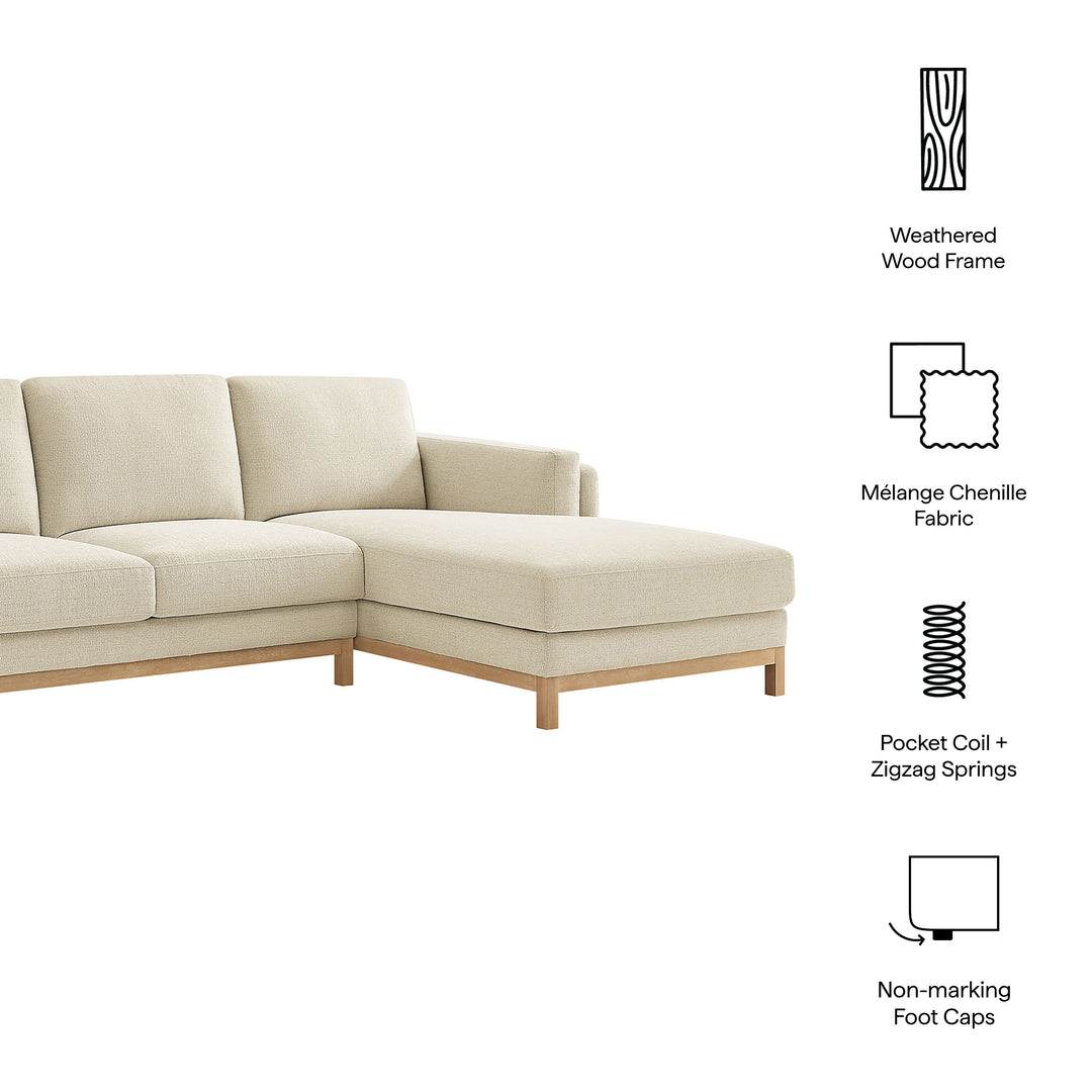 Roscoe Right-Facing Fabric Sectional Sofa with Chaise in Ivory