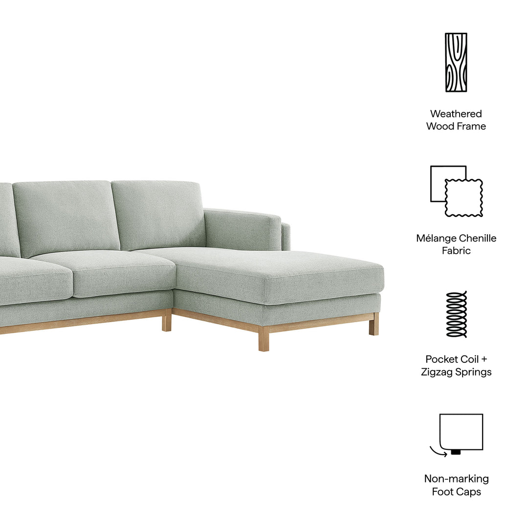 Roscoe Right-Facing Fabric Sectional Sofa with Chaise in Mist