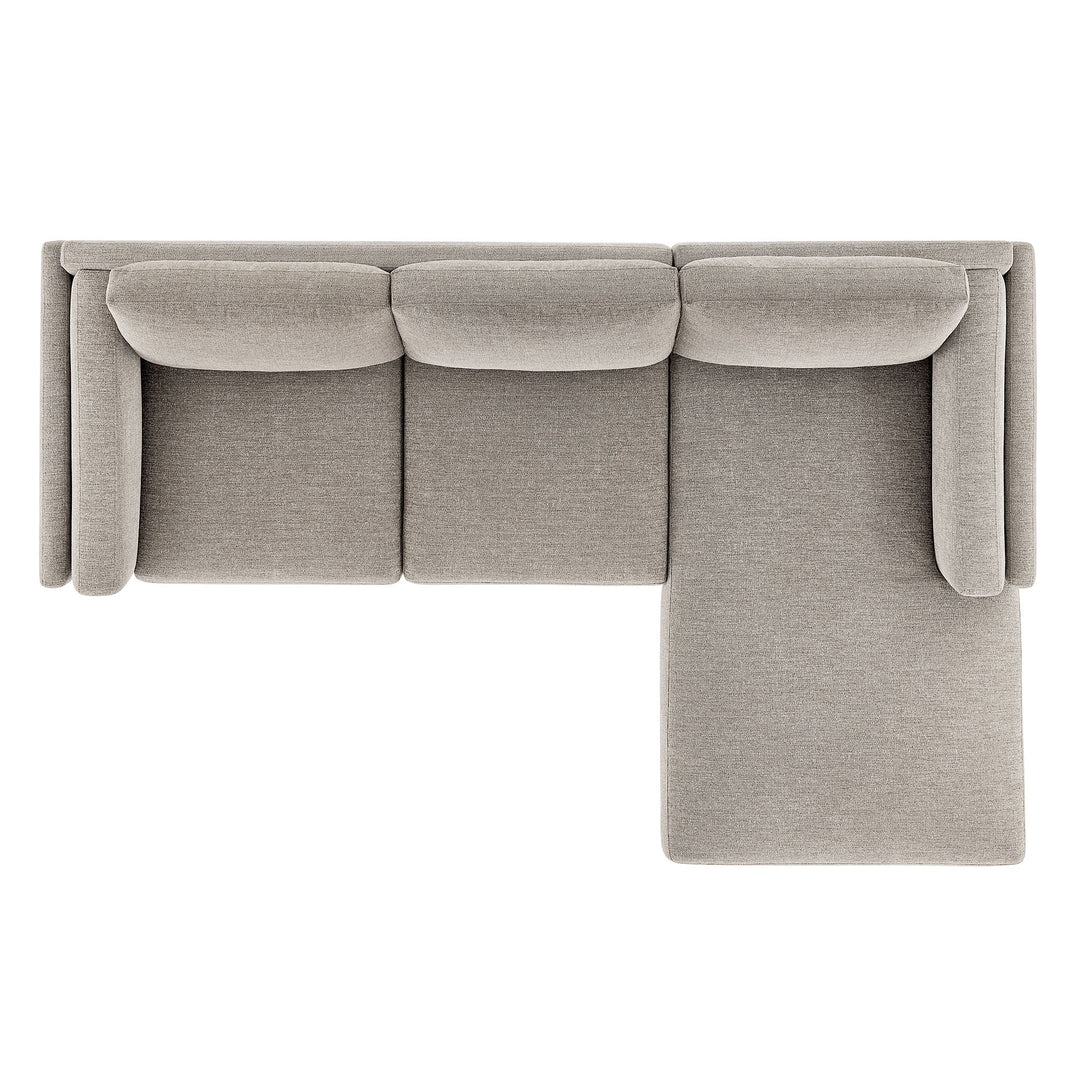 Roscoe Right-Facing Fabric Sectional Sofa with Chaise in Pewter