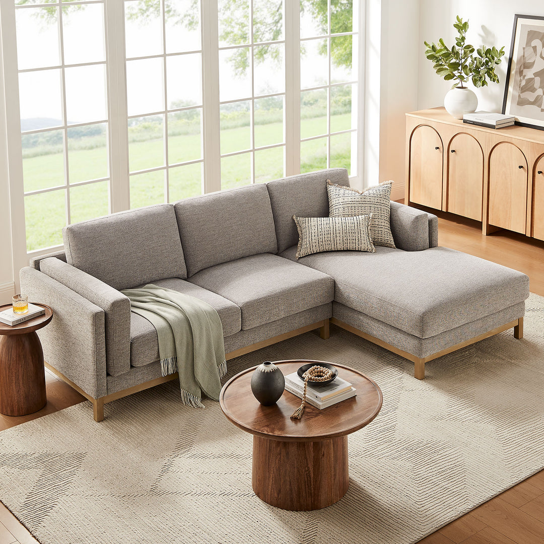 Roscoe Right-Facing Fabric Sectional Sofa with Chaise in Pewter
