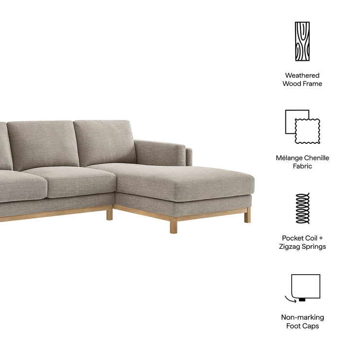 Roscoe Right-Facing Fabric Sectional Sofa with Chaise in Pewter
