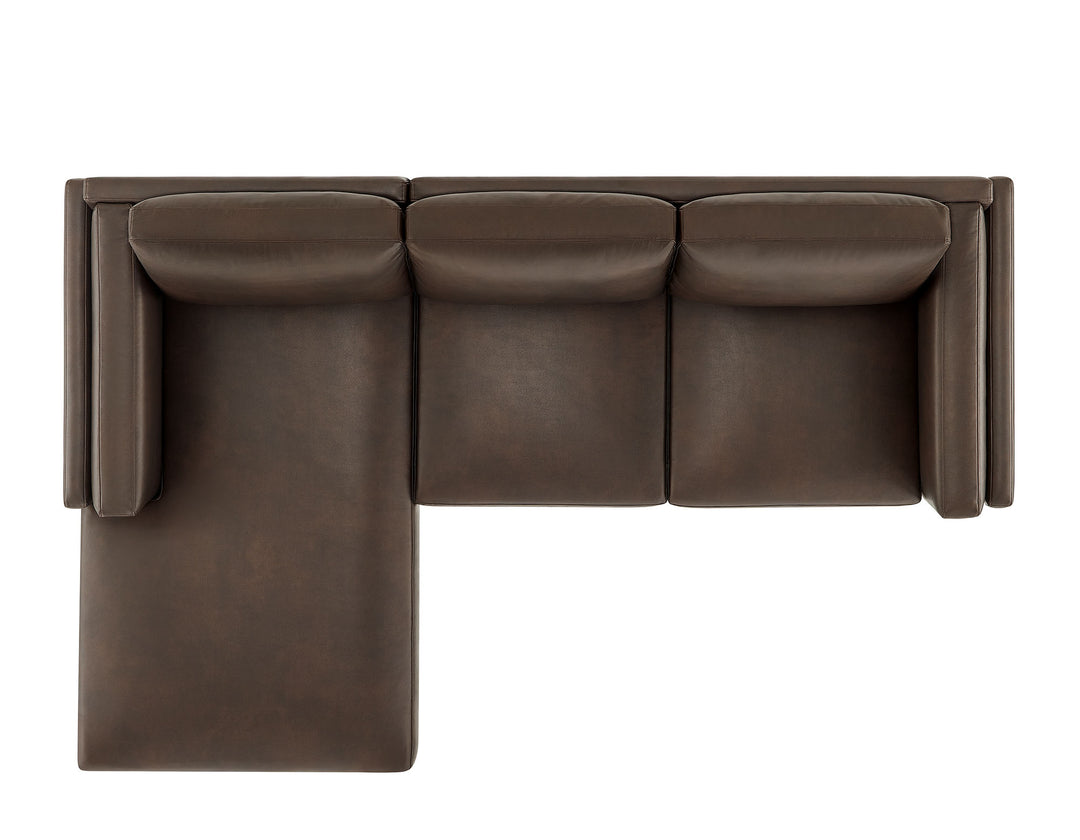 Roscoe Left-Facing Vegan Leather Sectional Sofa with Chaise in Espresso