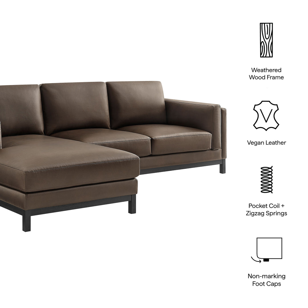 Roscoe Left-Facing Vegan Leather Sectional Sofa with Chaise in Espresso