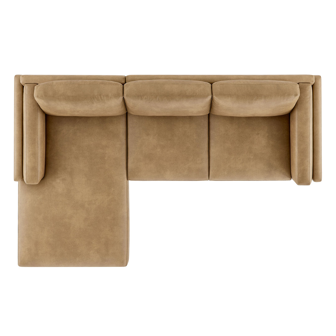 Roscoe Left-Facing Vegan Leather Sectional Sofa with Chaise in Toast