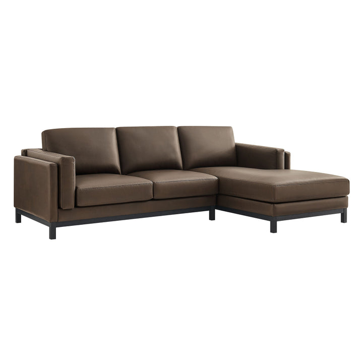 Roscoe Right-Facing Vegan Leather Sectional Sofa with Chaise in Espresso
