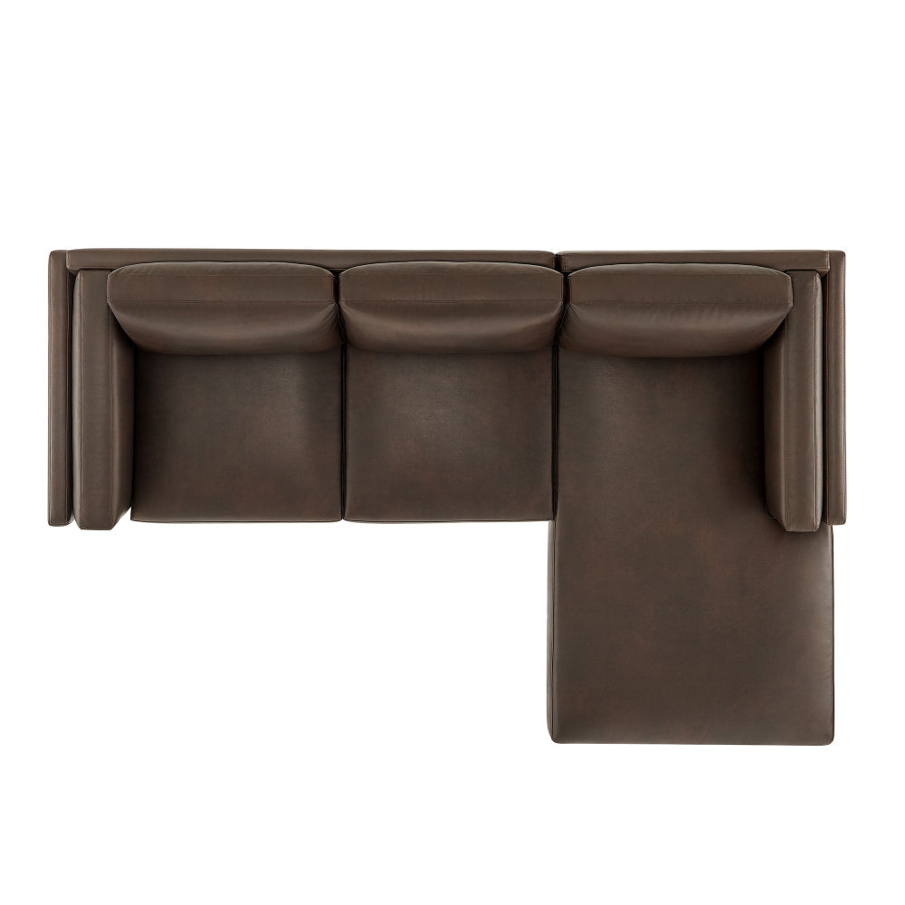 Roscoe Right-Facing Vegan Leather Sectional Sofa with Chaise in Espresso