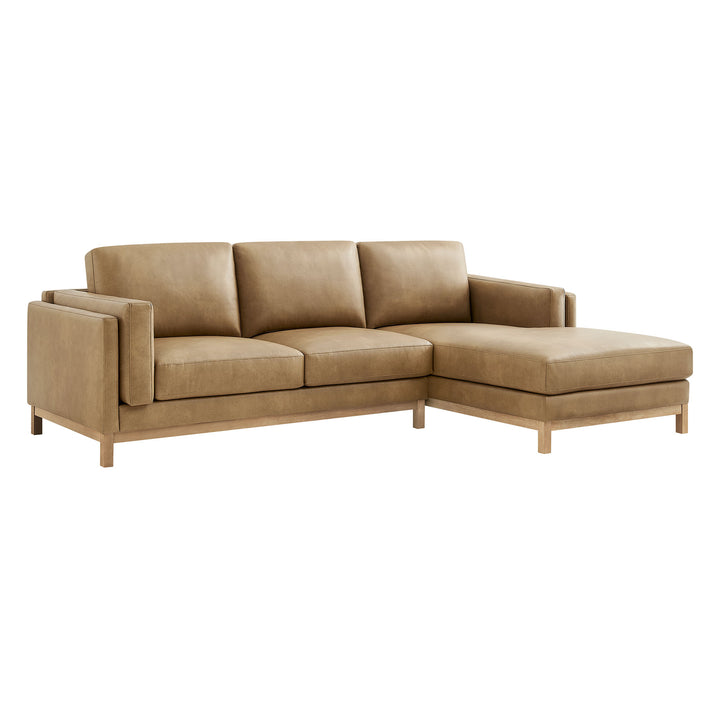 Roscoe Right-Facing Vegan Leather Sectional Sofa with Chaise in Toast