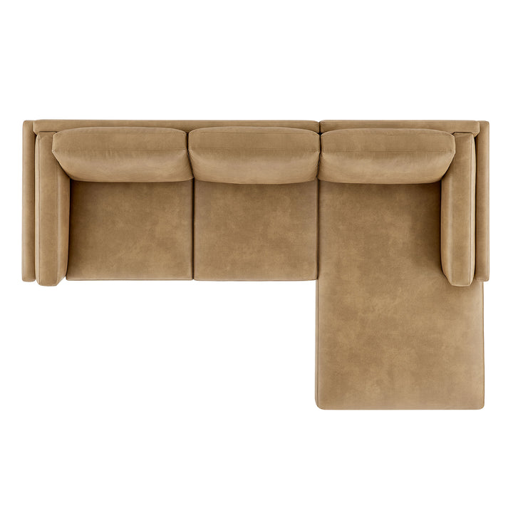Roscoe Right-Facing Vegan Leather Sectional Sofa with Chaise in Toast