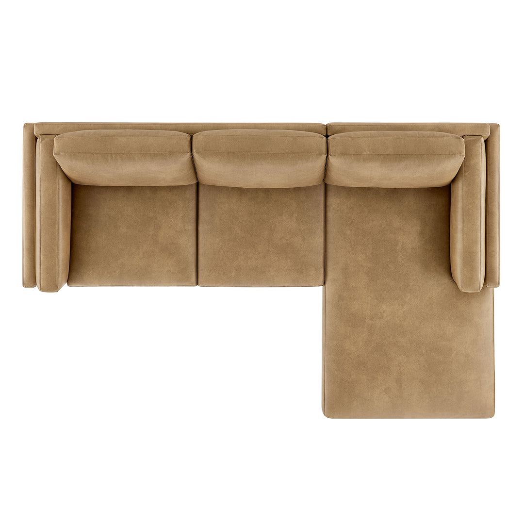 Roscoe Right-Facing Vegan Leather Sectional Sofa with Chaise in Toast