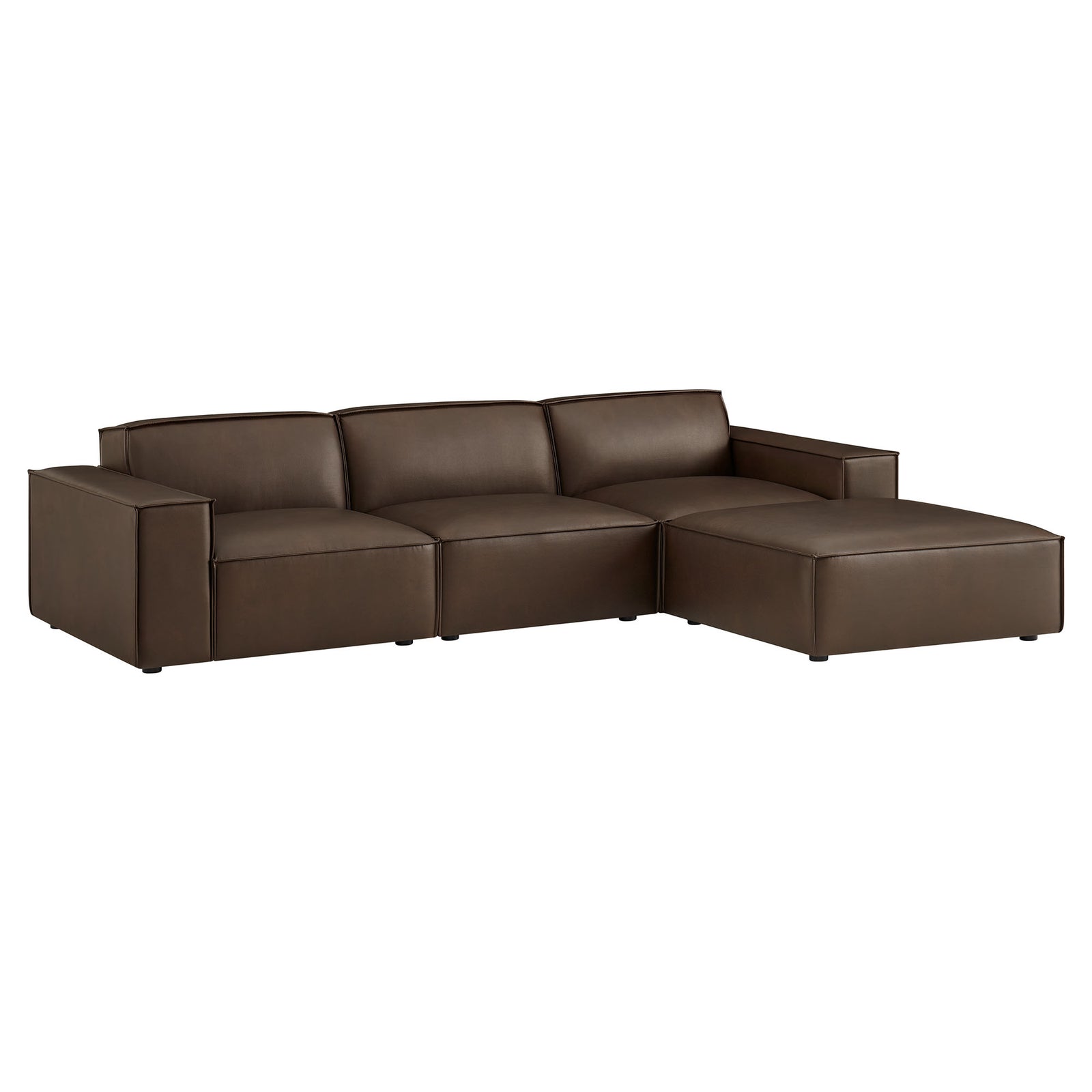 Restore 4-Piece Vegan Leather Modular Sofa Set with Ottoman in Espresso
