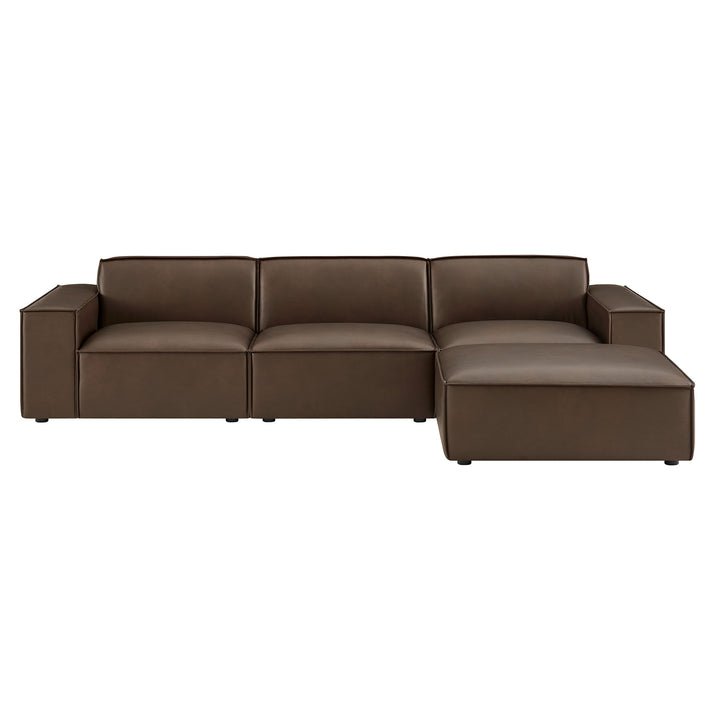 Restore 4-Piece Vegan Leather Modular Sofa Set with Ottoman in Espresso