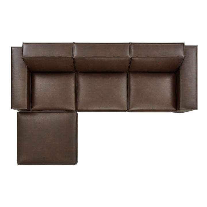 Restore 4-Piece Vegan Leather Modular Sofa Set with Ottoman in Espresso