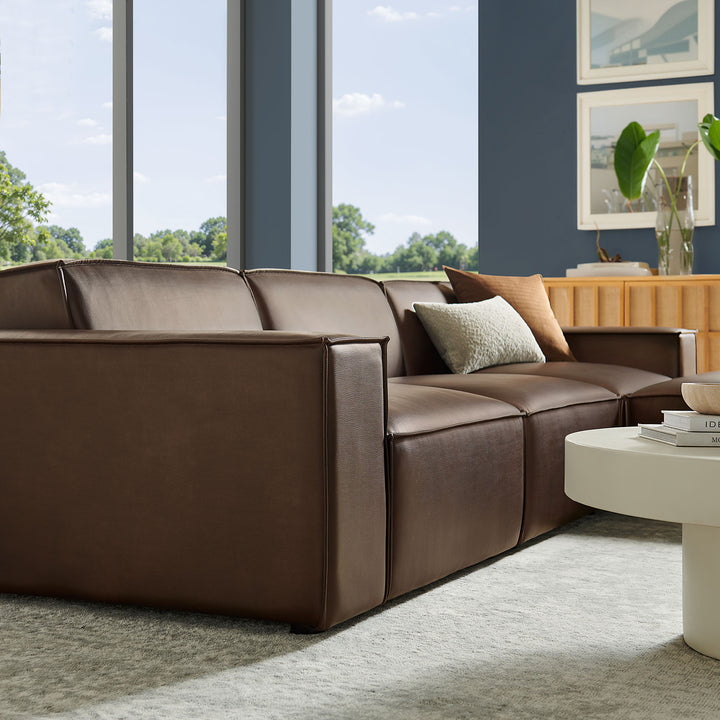 Restore 4-Piece Vegan Leather Modular Sofa Set with Ottoman in Espresso