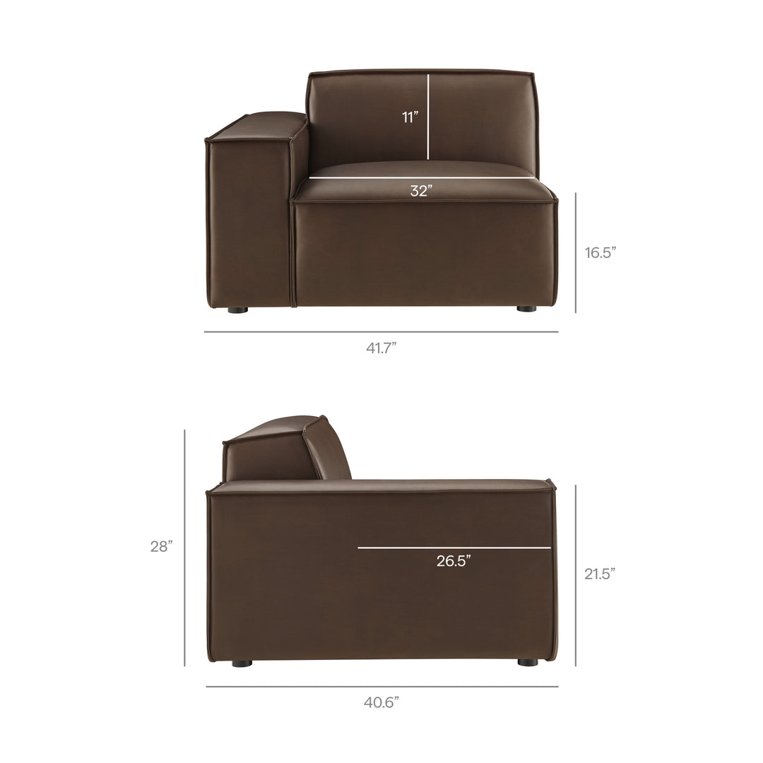 Restore 4-Piece Vegan Leather Modular Sofa Set with Ottoman in Espresso
