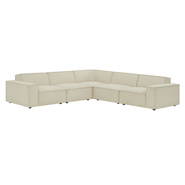 Restore 5-Piece Performance Fabric Upholstered Modular L-Shaped Sofa in Ecru