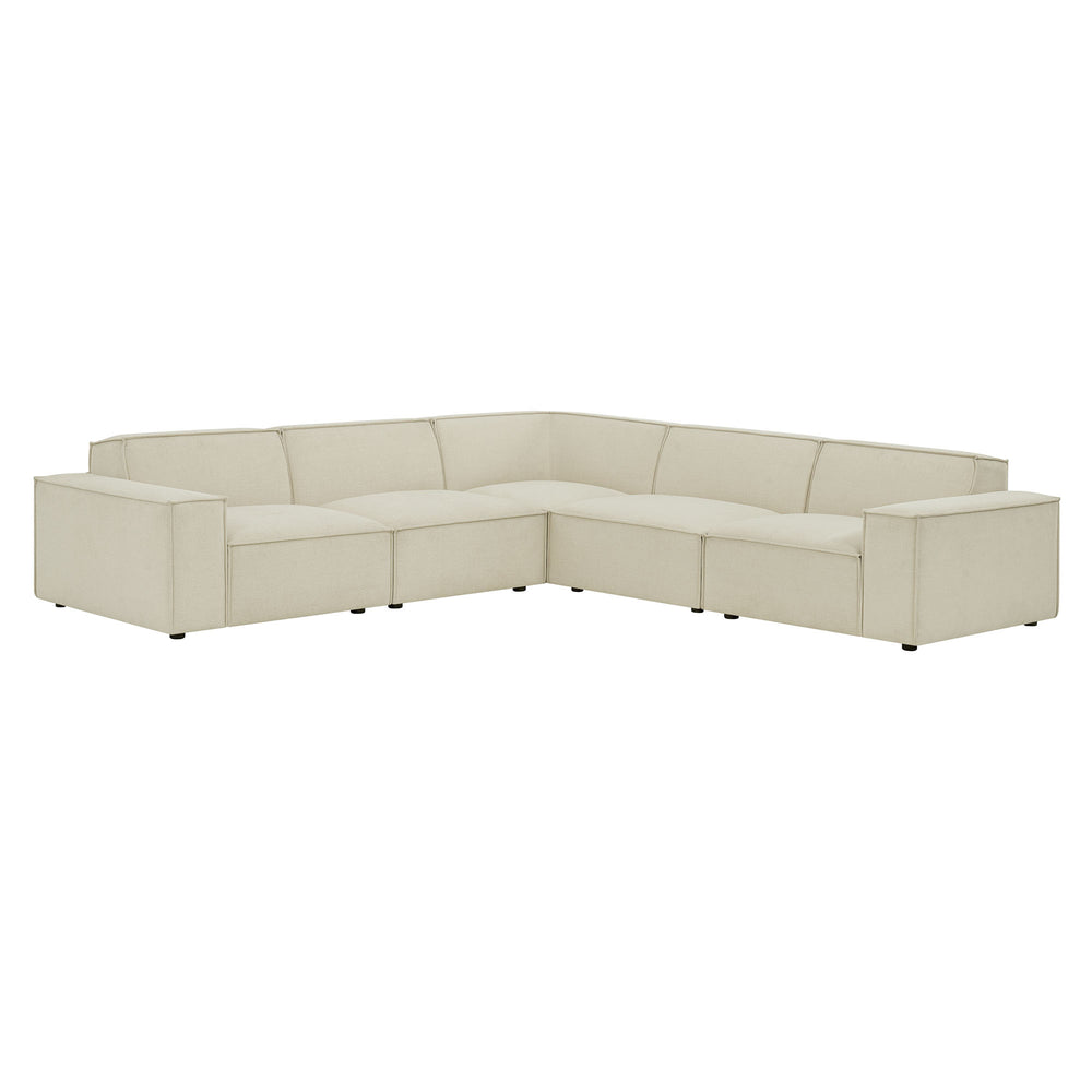 Restore 5-Piece Performance Fabric Upholstered Modular L-Shaped Sofa in Ecru