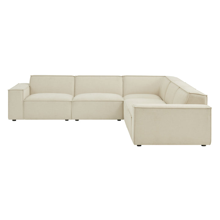 Restore 5-Piece Performance Fabric Upholstered Modular L-Shaped Sofa in Ecru