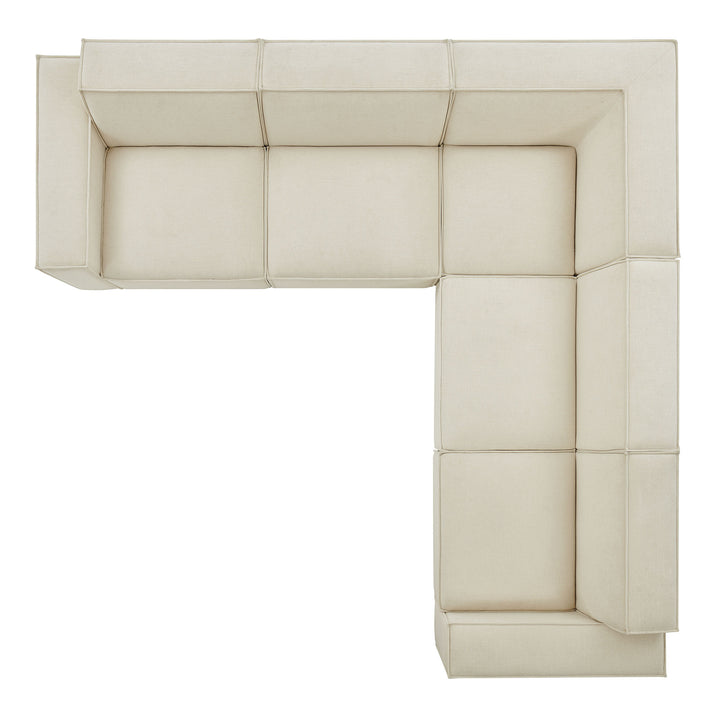 Restore 5-Piece Performance Fabric Upholstered Modular L-Shaped Sofa in Ecru