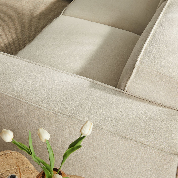 Restore 5-Piece Performance Fabric Upholstered Modular L-Shaped Sofa in Ecru