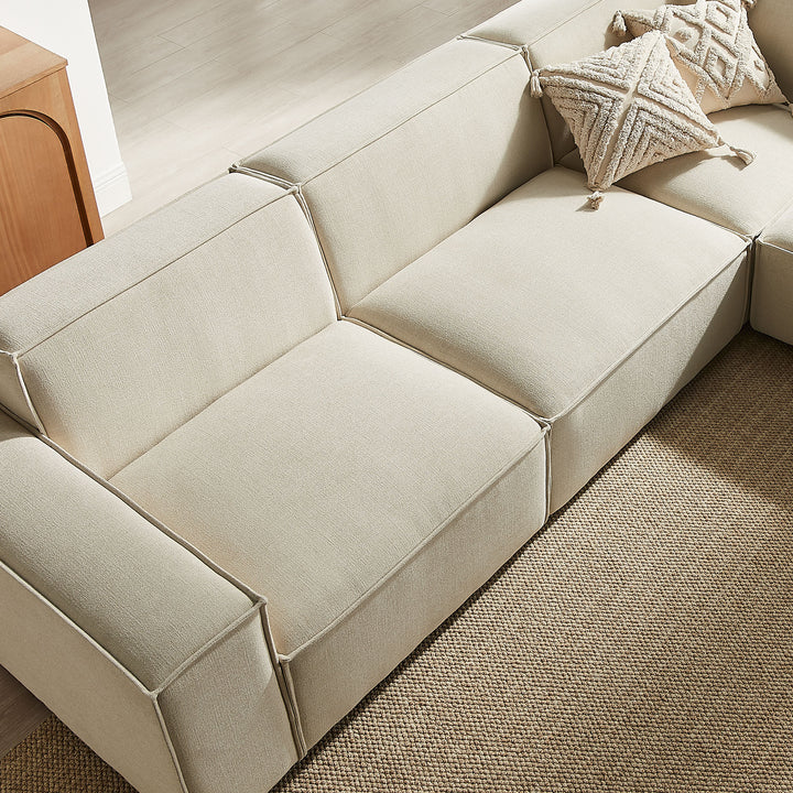 Restore 5-Piece Performance Fabric Upholstered Modular L-Shaped Sofa in Ecru