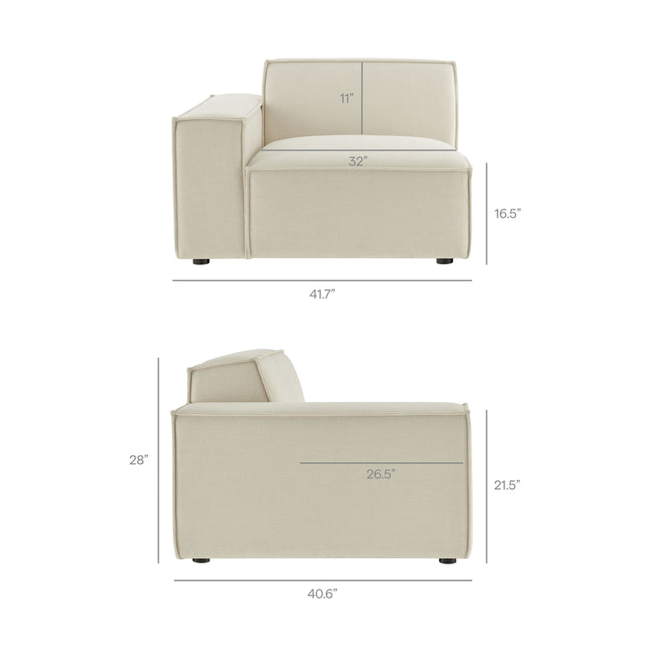 Restore 5-Piece Performance Fabric Upholstered Modular L-Shaped Sofa in Ecru