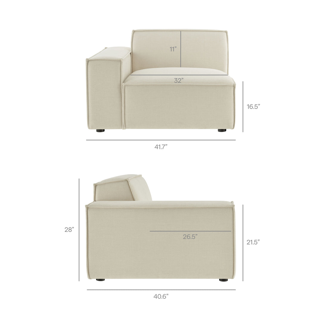 Restore 5-Piece Performance Fabric Upholstered Modular L-Shaped Sofa in Ecru