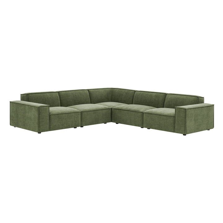 Restore 5-Piece Performance Fabric Upholstered Modular L-Shaped Sofa in Foliage