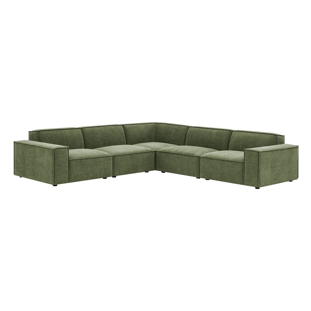 Restore 5-Piece Performance Fabric Upholstered Modular L-Shaped Sofa in Foliage