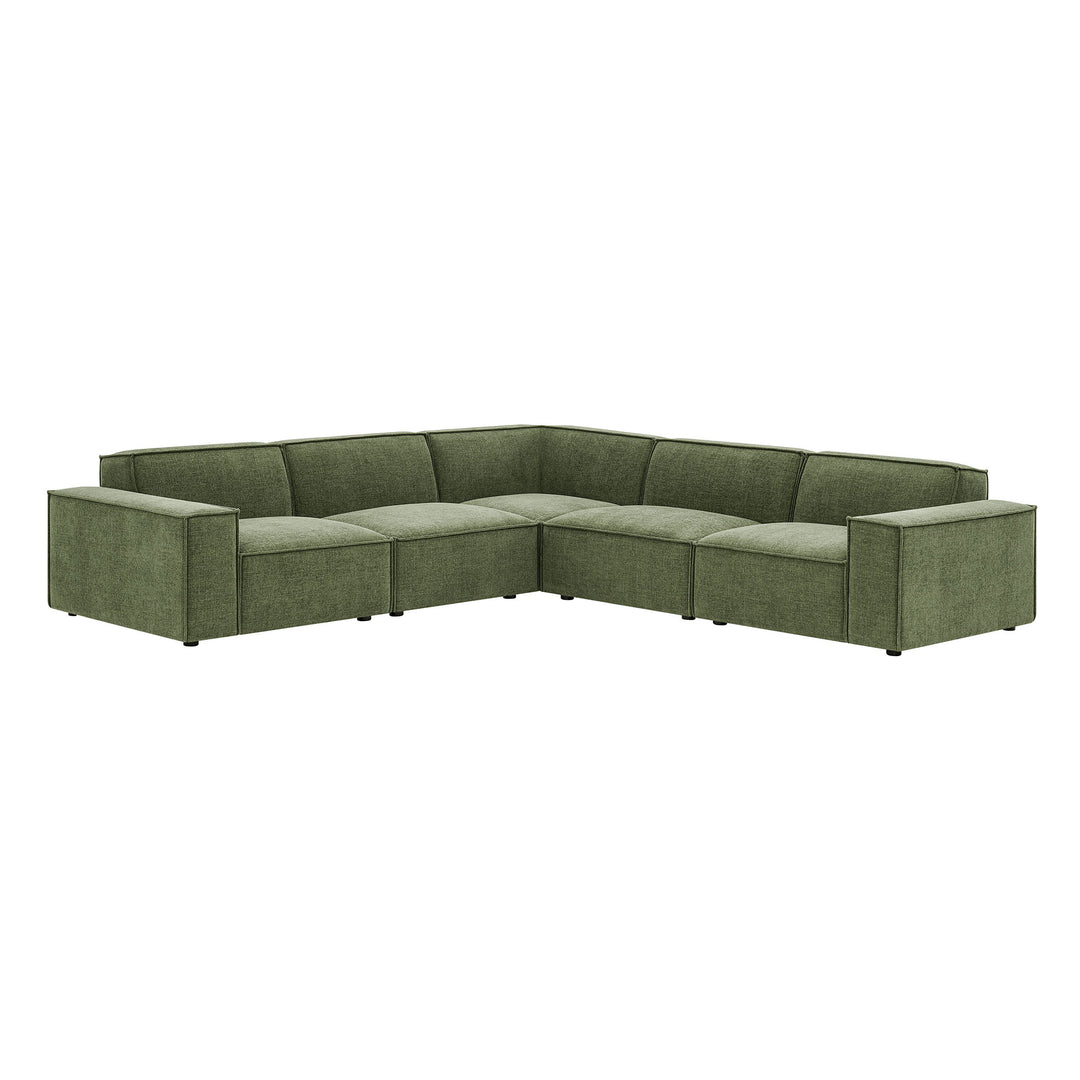 Restore 5-Piece Performance Fabric Upholstered Modular L-Shaped Sofa in Foliage
