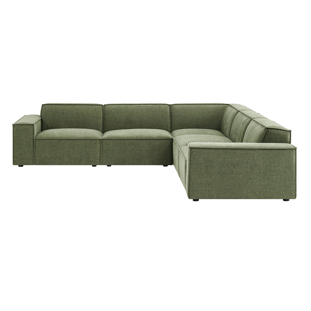 Restore 5-Piece Performance Fabric Upholstered Modular L-Shaped Sofa in Foliage